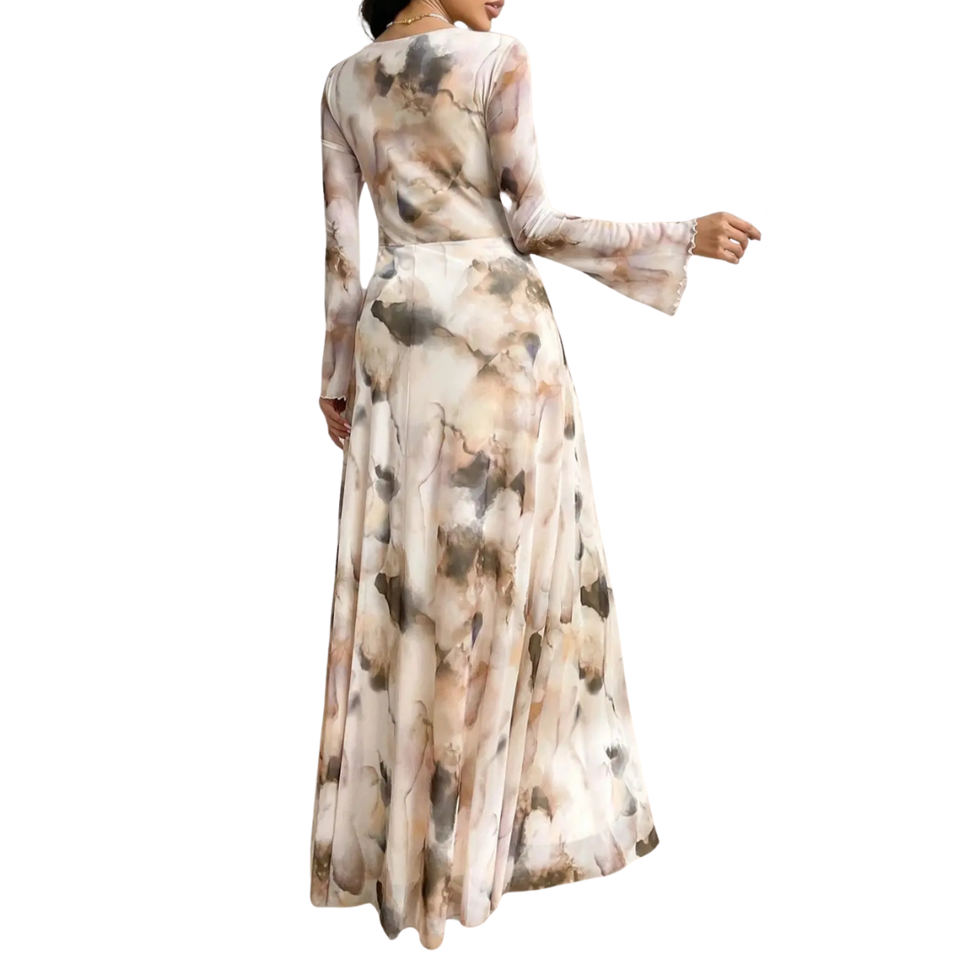 CELESTE | TIE-DYE MESH PRINT ELEGANCE DRESS