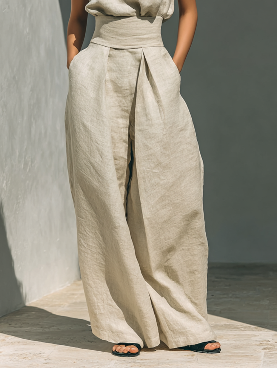 ADELAIDE | WOMEN'S WIDE-LEG COTTON PANTS SET