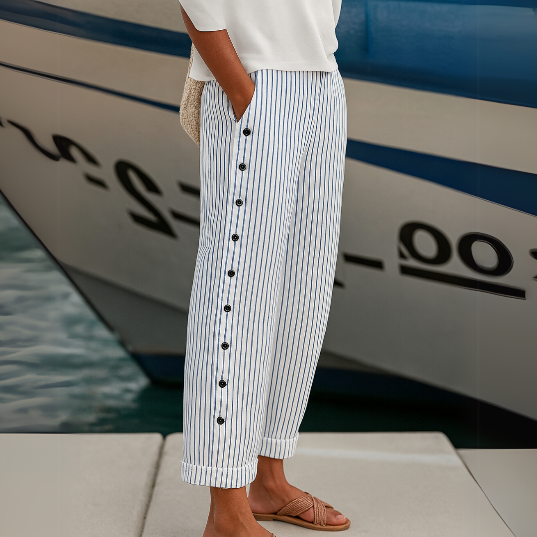 TALIA | STYLISH STRIPED BUTTON PANTS