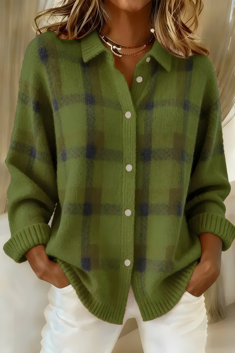 KIM | SOFT KNIT CHECKERED CARDIGAN