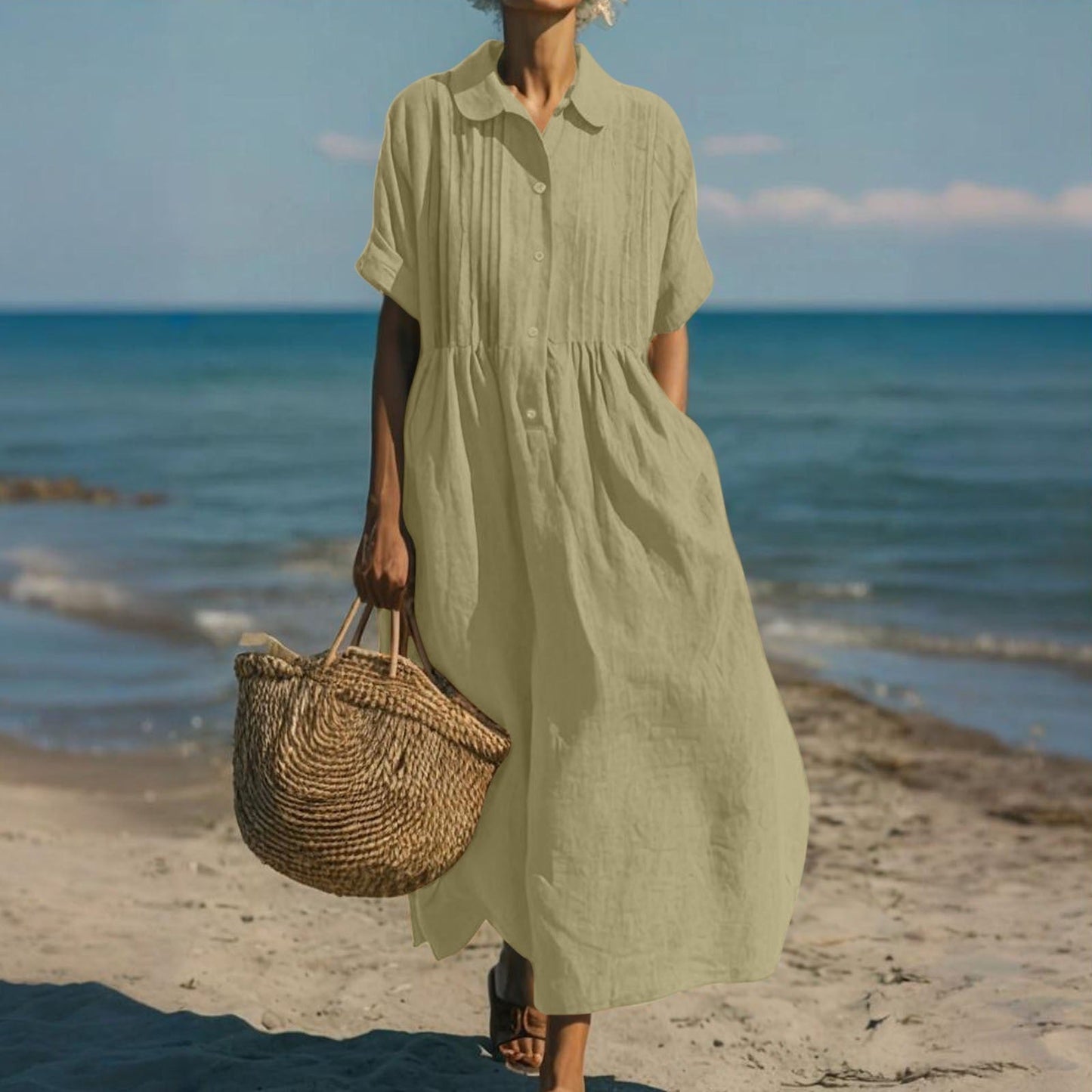 ALICE | COTTON BUTTON SHIRT DRESS