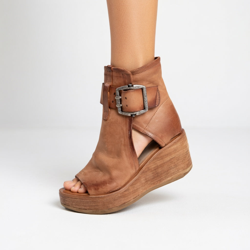 ELLIS | MODERN-STYLE OPEN-TOE WEDGE ANKLE BOOTS