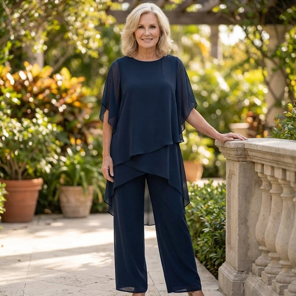 KIMMI | DRAPED TOP WITH PALAZZO PANTS