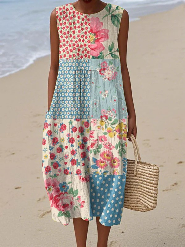 GISELLE | PATCHWORK MIDI DRESS