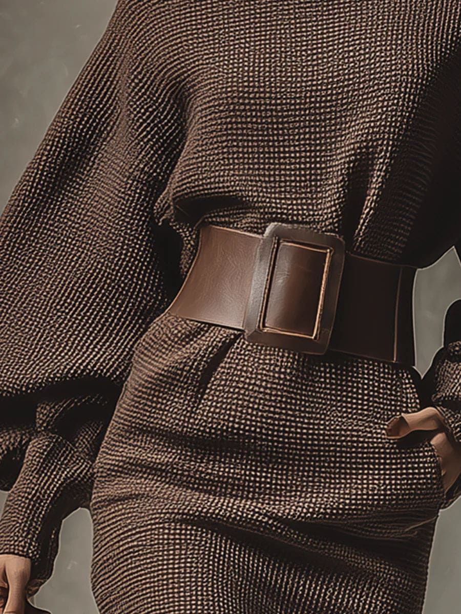 SOPHIA | SHORT KNIT DRESS WITH STRUCTURED BELT