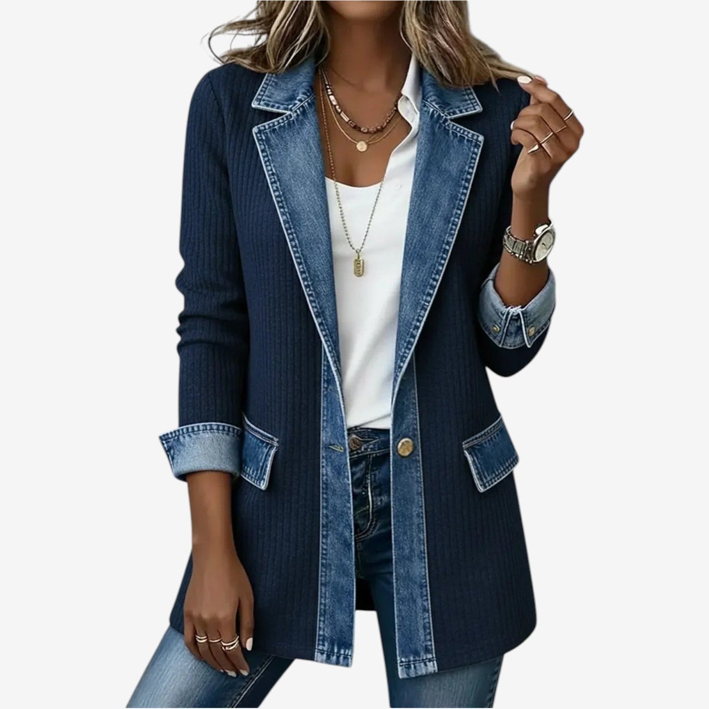 TIREXA | MODERN LAYERED-LOOK DENIM JACKET