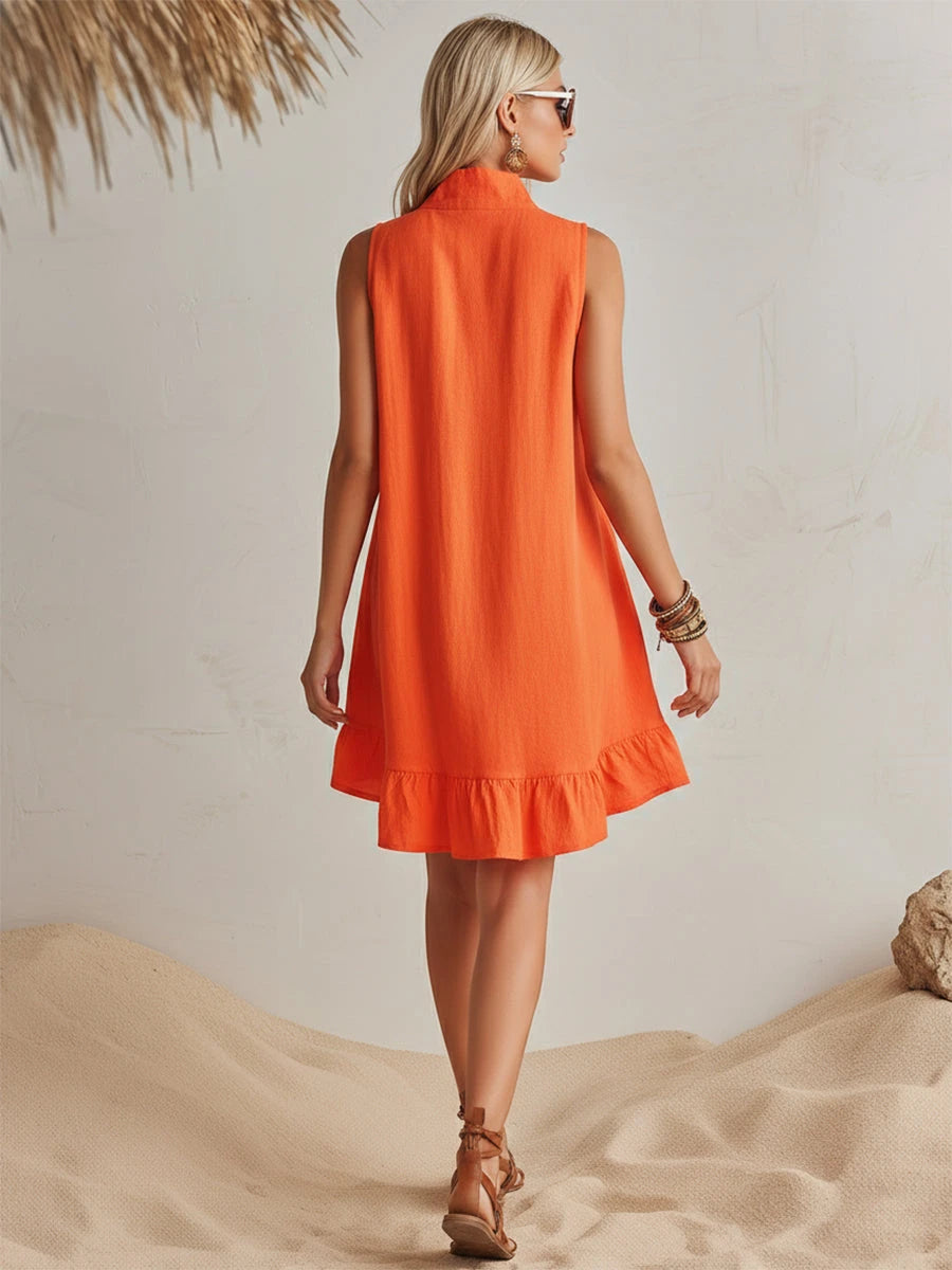 TESSA | COTTON-LINEN HALF-ZIP MINI DRESS