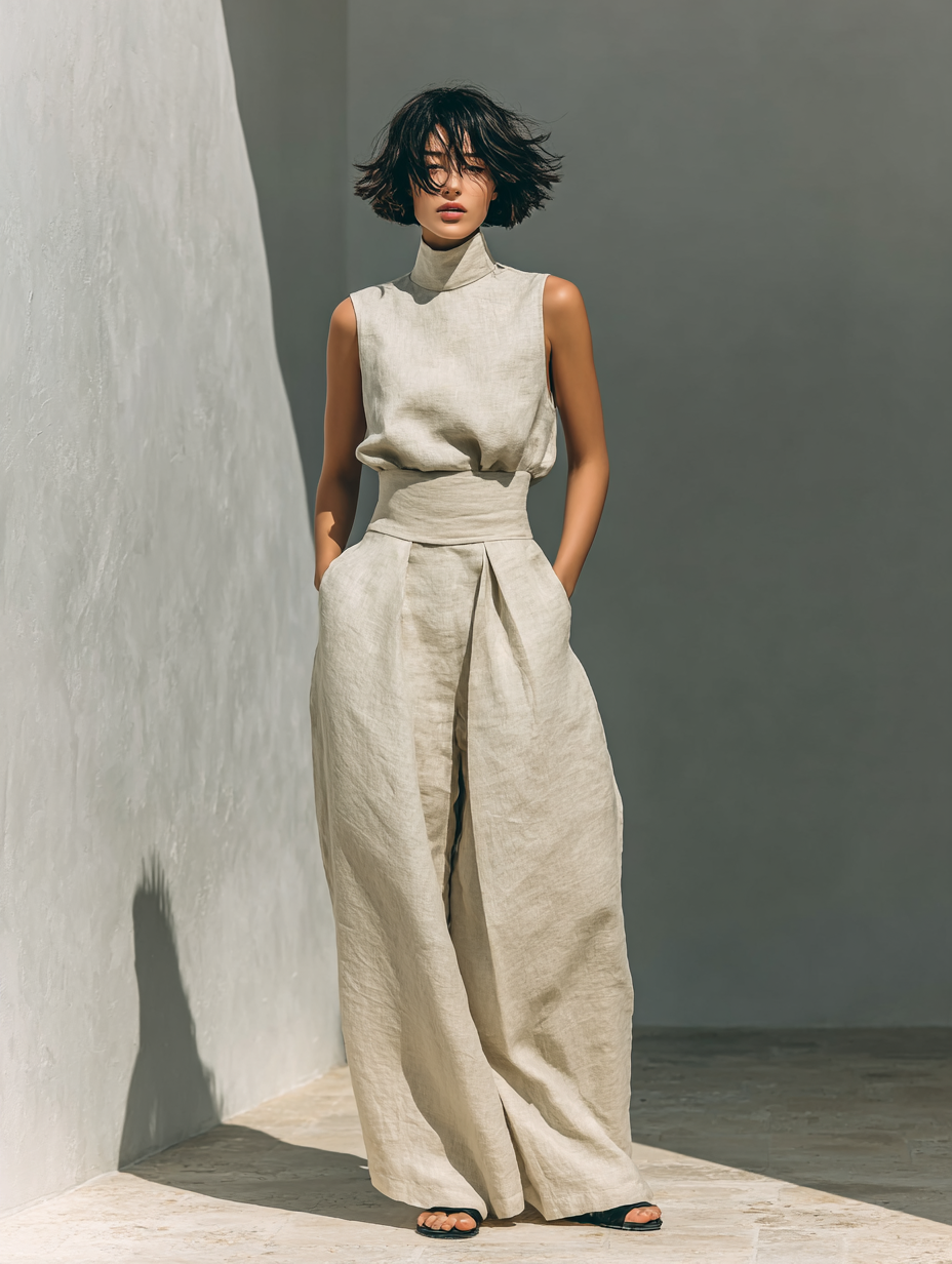 ADELAIDE | WOMEN'S WIDE-LEG COTTON PANTS SET