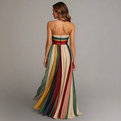 SYLVIA | PLEATED STRAPLESS MAXI DRESS
