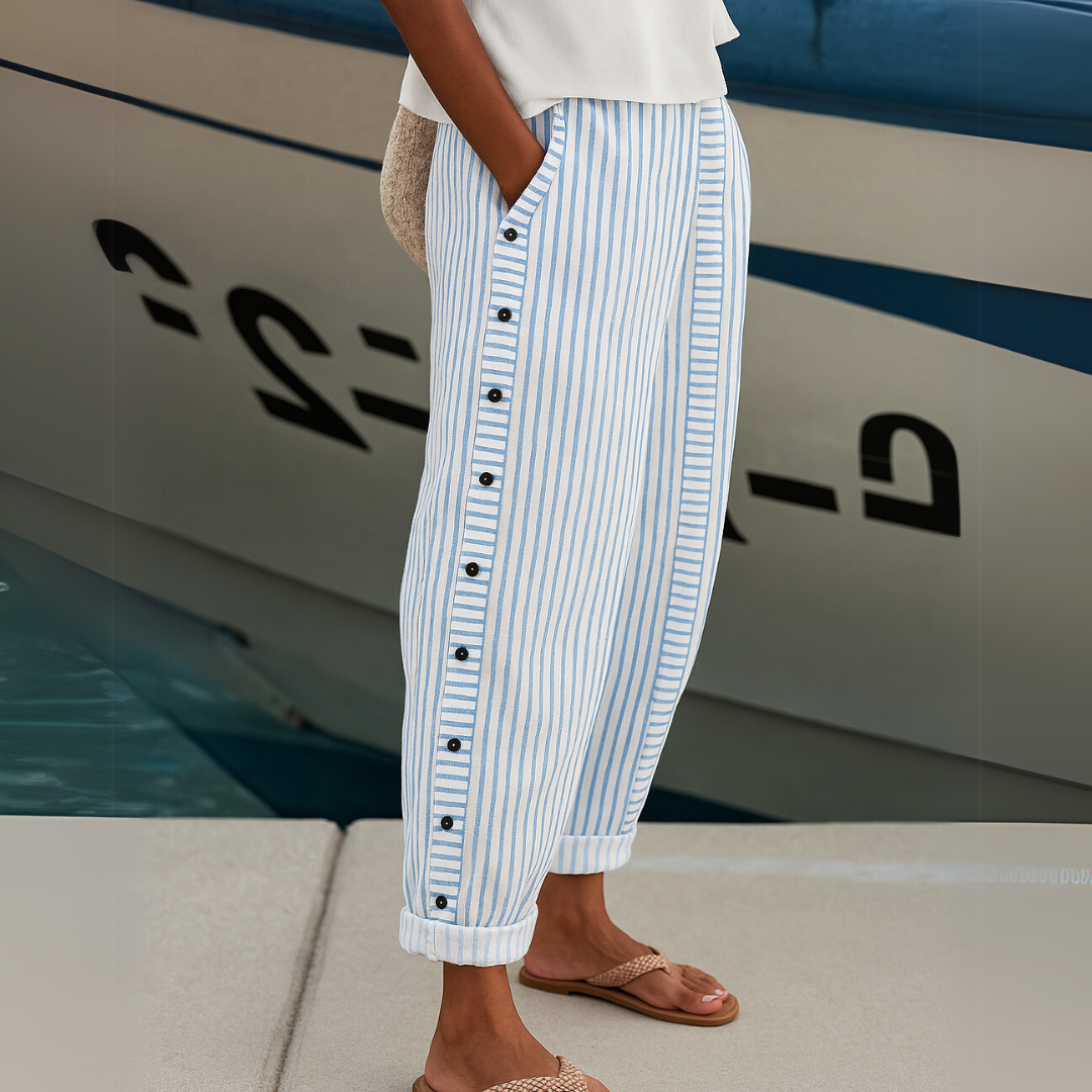 TALIA | STYLISH STRIPED BUTTON PANTS