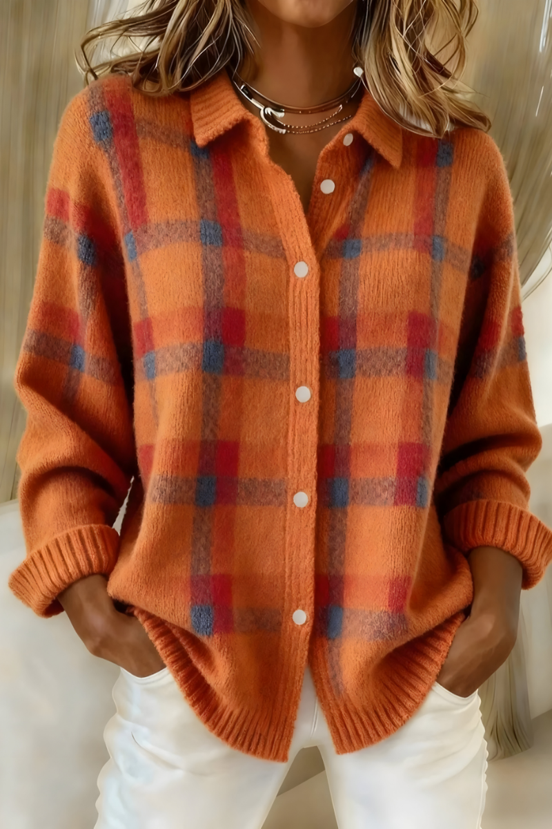 KIM | SOFT KNIT CHECKERED CARDIGAN