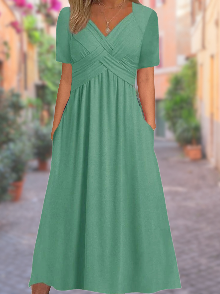 CAITLIN | V-NECK TUMMY_COVERING DRESS