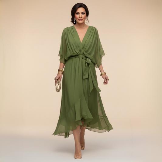 SORENA | ELEGANT V-NECK MAXI DRESS