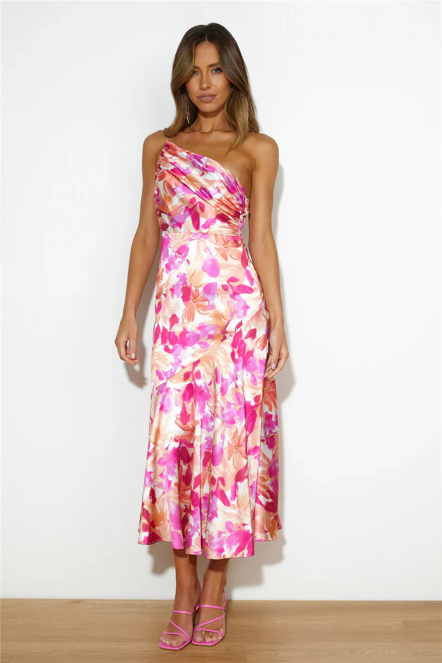 ELISA | FLORAL ONE-SHOULDER MAXI DRESS