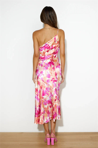 ELISA | FLORAL ONE-SHOULDER MAXI DRESS