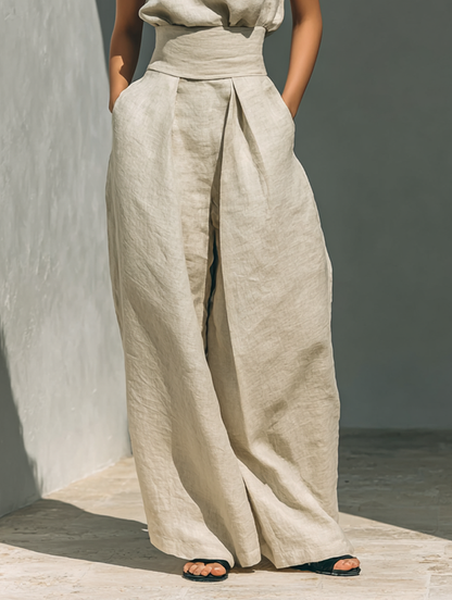 ADELAIDE | WOMEN'S WIDE-LEG COTTON PANTS SET