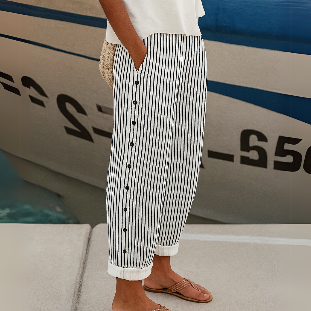 TALIA | STYLISH STRIPED BUTTON PANTS