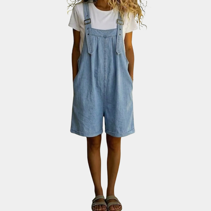 LORI | VINTAGE WASHED SOFT COTTON DENIM SHORT OVERALL