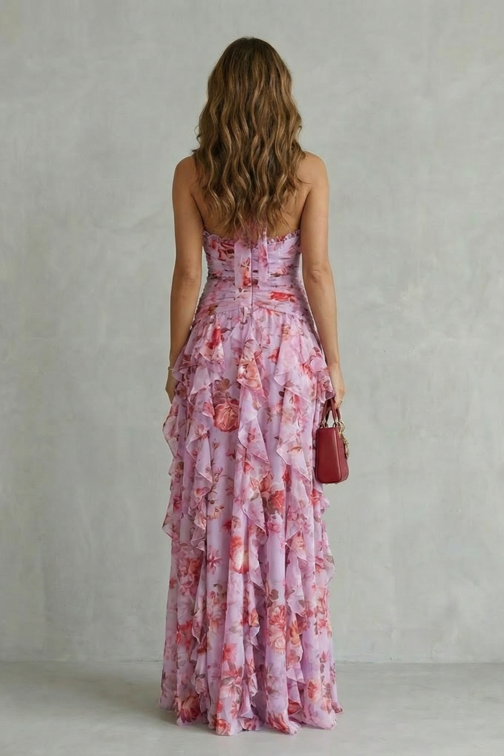 BELLADINA | ROMANTIC ROSE CASCADE - HALTER MAXI DRESS