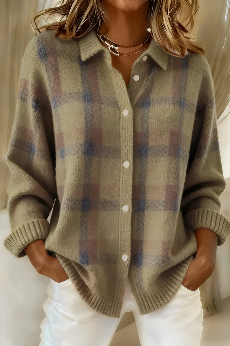KIM | SOFT KNIT CHECKERED CARDIGAN
