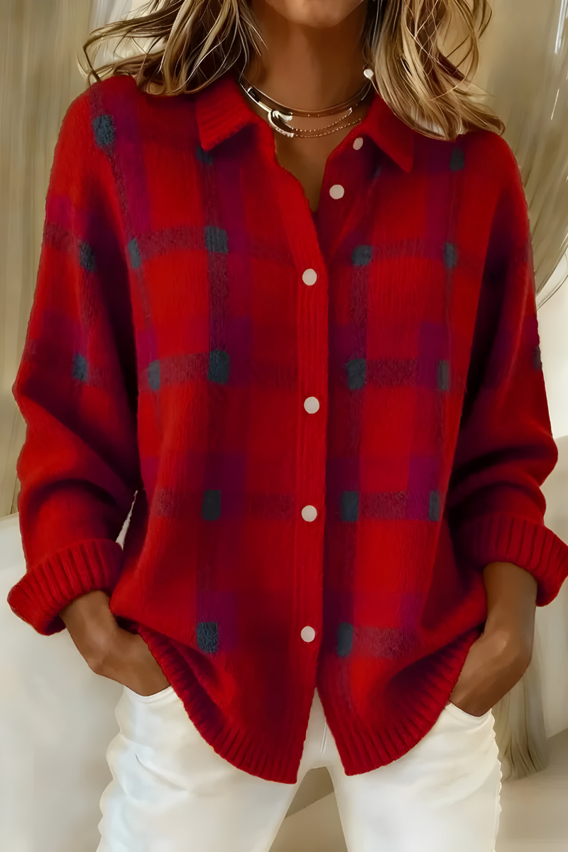 KIM | SOFT KNIT CHECKERED CARDIGAN