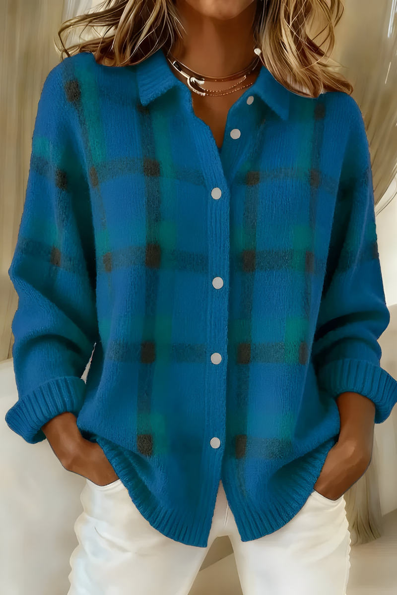 KIM | SOFT KNIT CHECKERED CARDIGAN