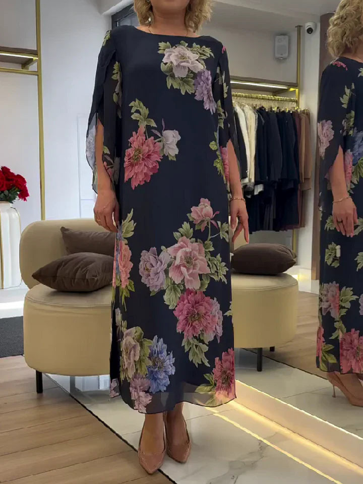 SASHA | FLORAL PRINT MAXI DRESS LIGHTWEIGHT CHIFFON COMFORT