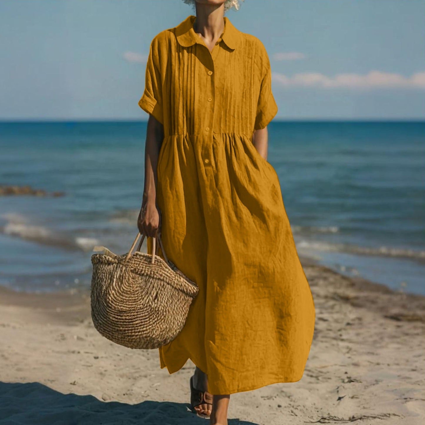 ALICE | COTTON BUTTON SHIRT DRESS