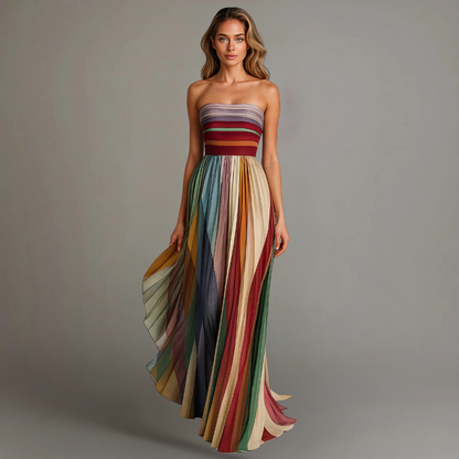 SYLVIA | PLEATED STRAPLESS MAXI DRESS