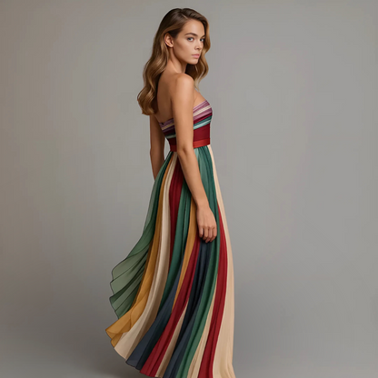 SYLVIA | PLEATED STRAPLESS MAXI DRESS