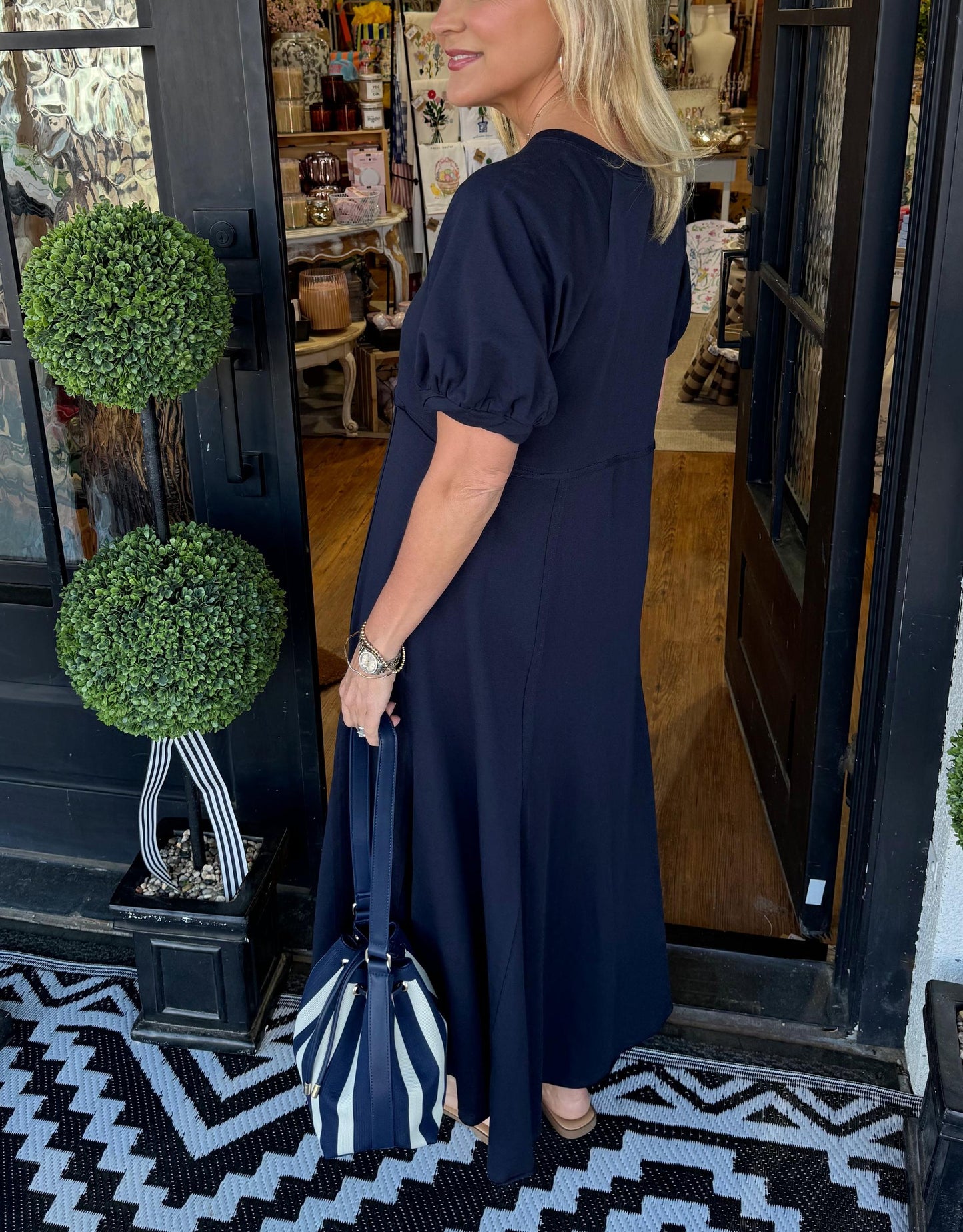 MARIN | CHIC PUFF SLEEVE ROUND NECK MAXI  DRESS