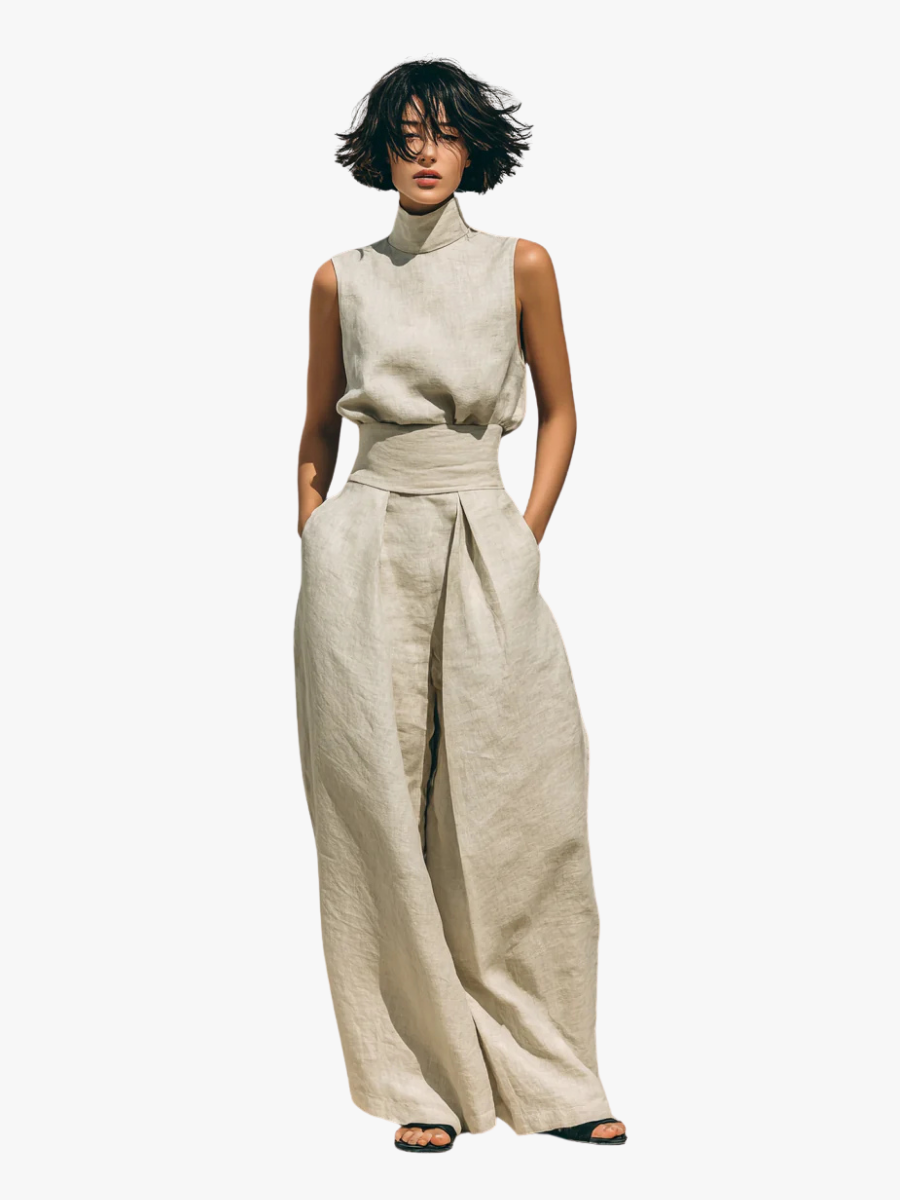 ADELAIDE | WOMEN'S WIDE-LEG COTTON PANTS SET