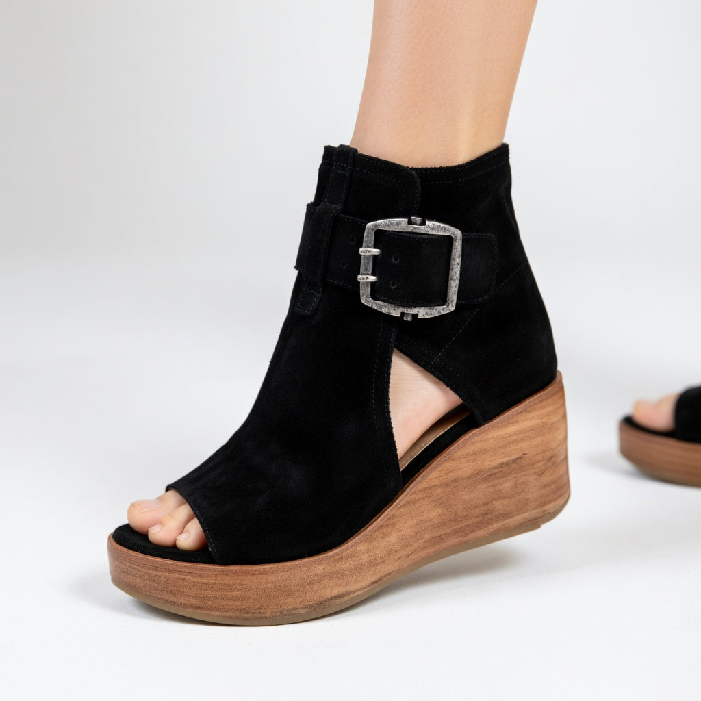 ELLIS | MODERN-STYLE OPEN-TOE WEDGE ANKLE BOOTS