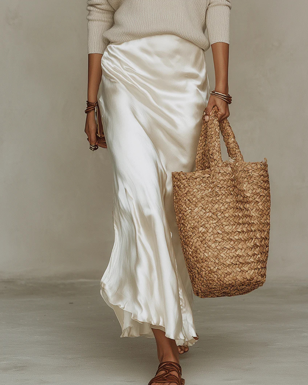 KIRRA | MIDI SATIN DRESS AND SWEATER