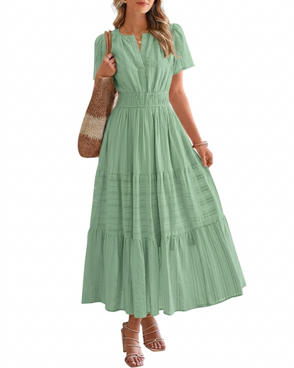 ELARA | BOHO MAXI DRESS WITH V-NECK & FLOWING FIT