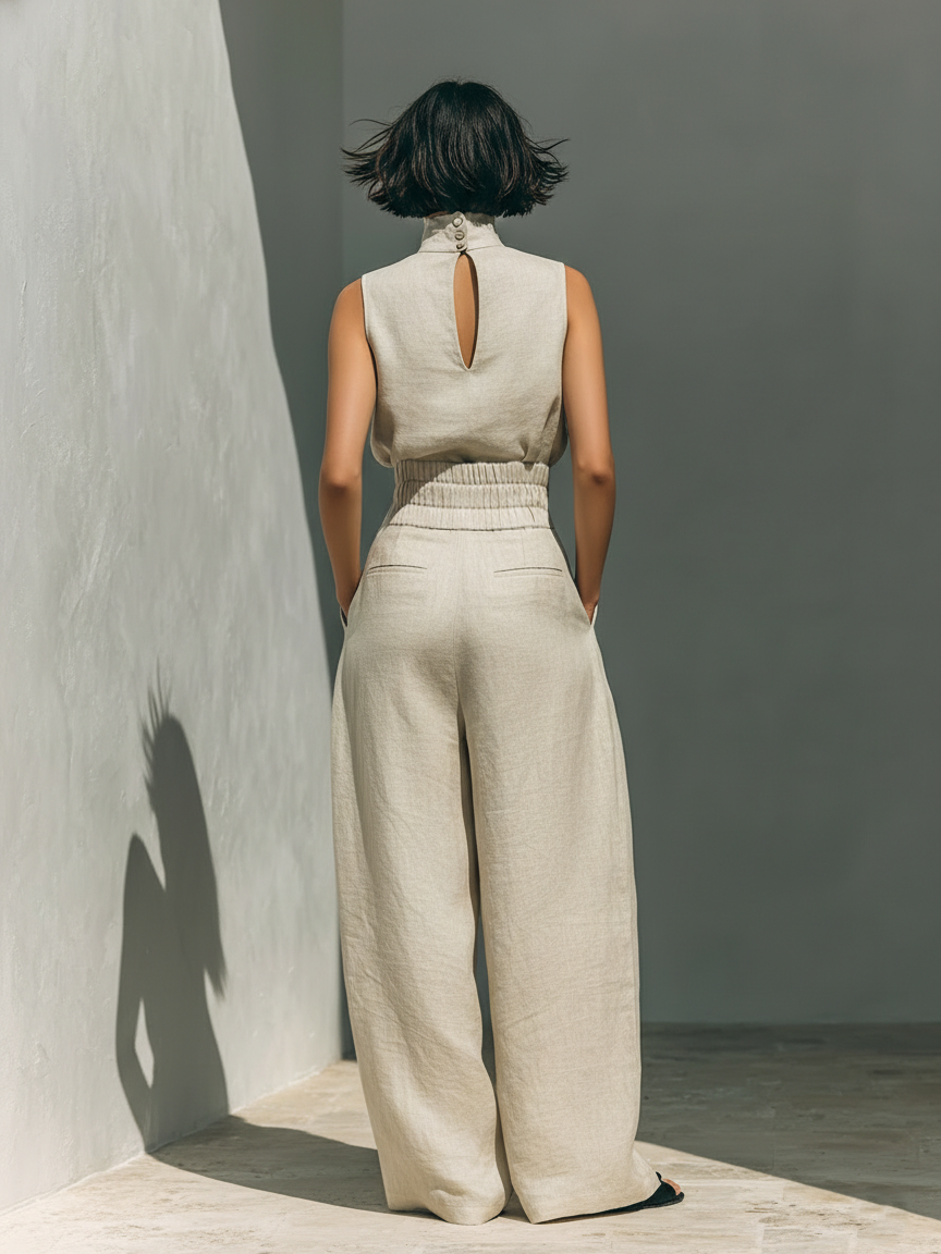 ADELAIDE | WOMEN'S WIDE-LEG COTTON PANTS SET