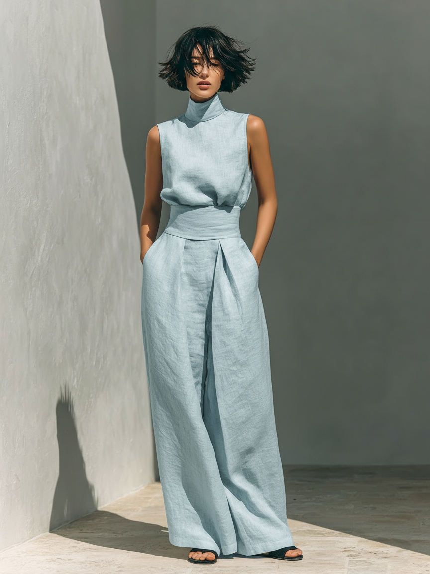 ADELAIDE | WOMEN'S WIDE-LEG COTTON PANTS SET