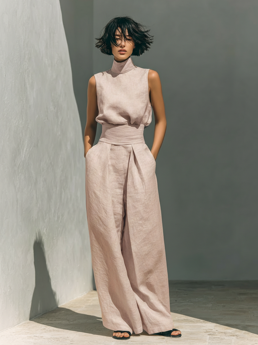 ADELAIDE | WOMEN'S WIDE-LEG COTTON PANTS SET