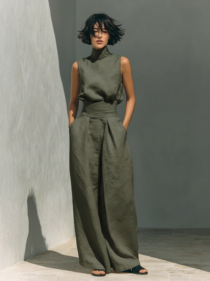 ADELAIDE | WOMEN'S WIDE-LEG COTTON PANTS SET