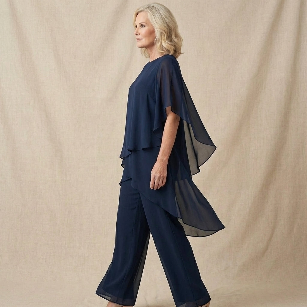 KIMMI | DRAPED TOP WITH PALAZZO PANTS