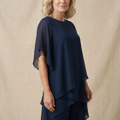 KIMMI | DRAPED TOP WITH PALAZZO PANTS