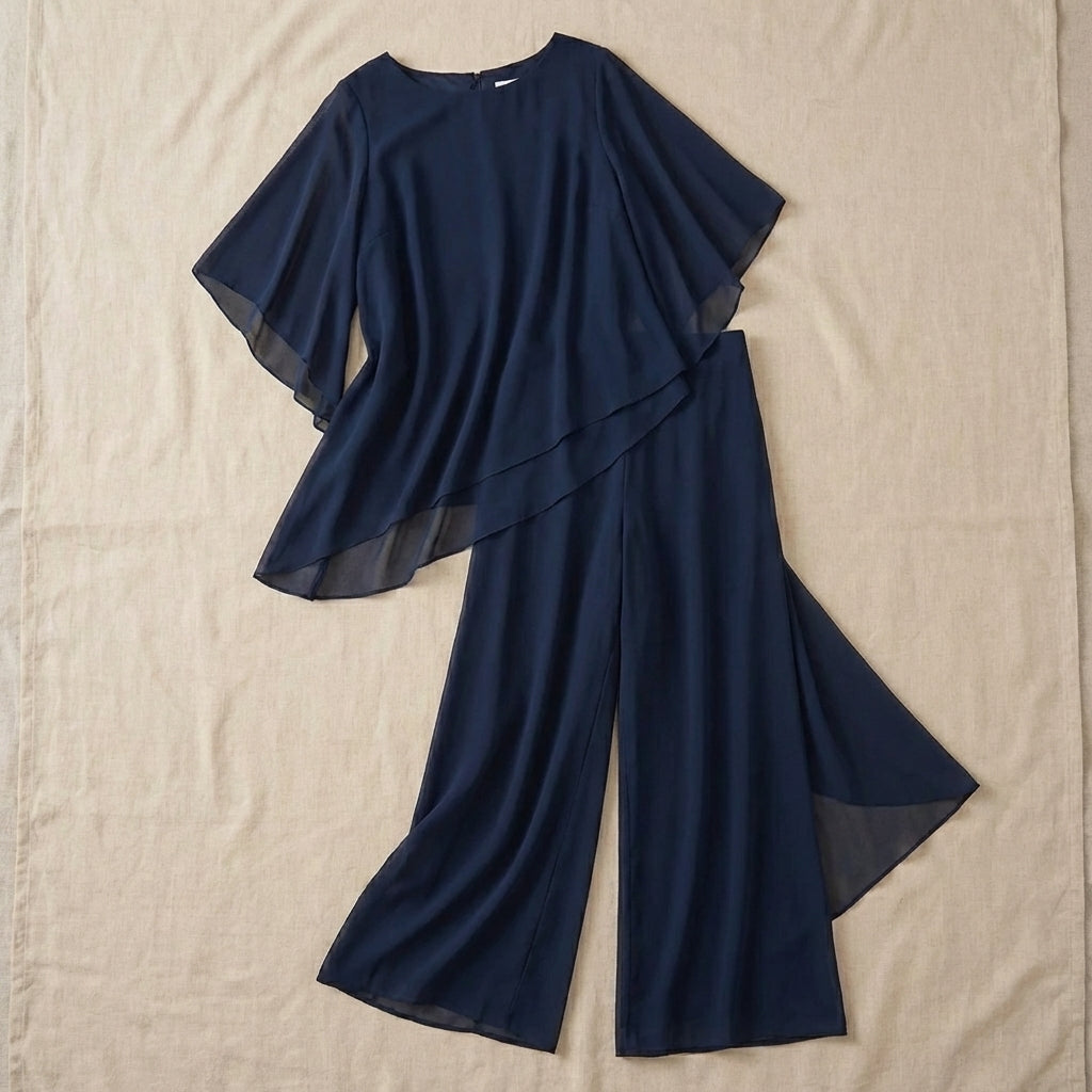 KIMMI | DRAPED TOP WITH PALAZZO PANTS