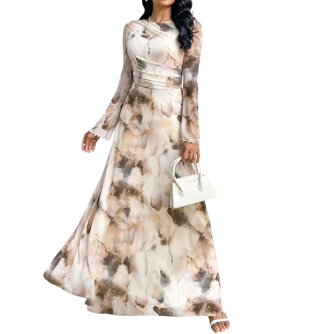 CELESTE | TIE-DYE MESH PRINT ELEGANCE DRESS
