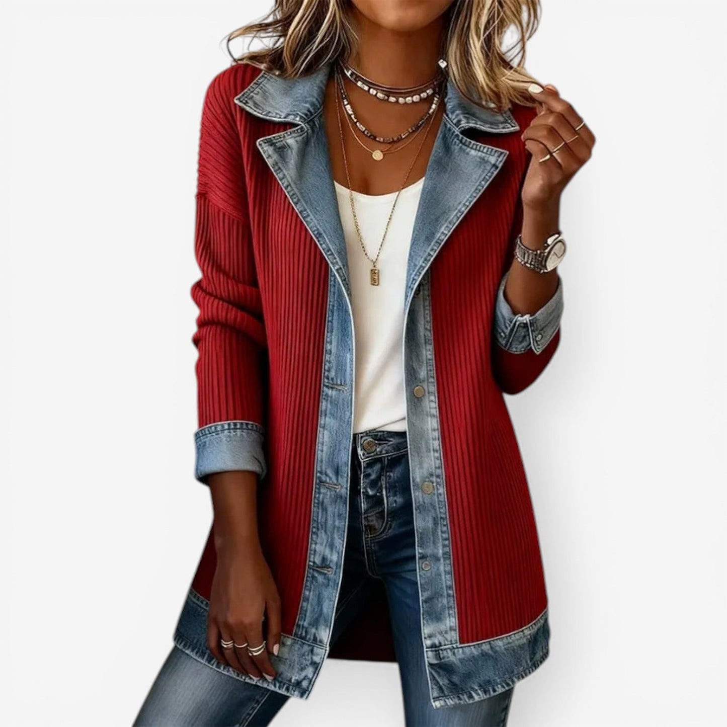 TIREXA | MODERN LAYERED-LOOK DENIM JACKET