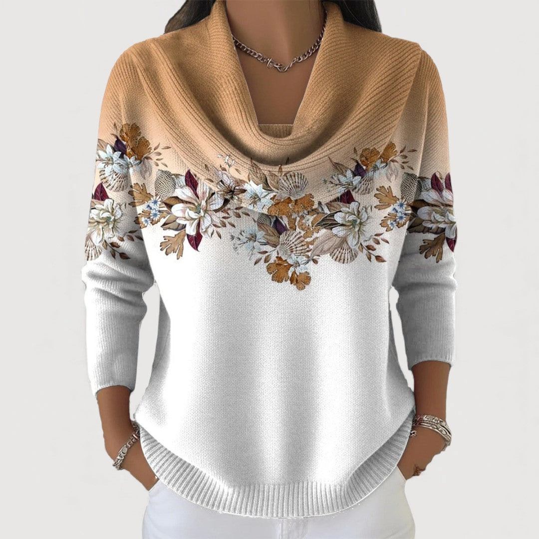 GRACE | FLORAL SWEATER WITH SOFT NECKLINE