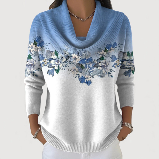 GRACE | FLORAL SWEATER WITH SOFT NECKLINE