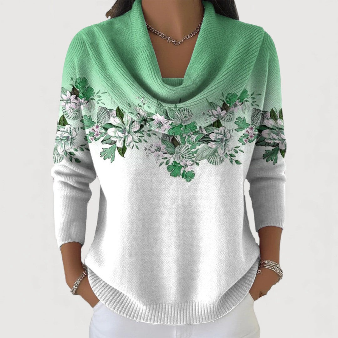 GRACE | FLORAL SWEATER WITH SOFT NECKLINE