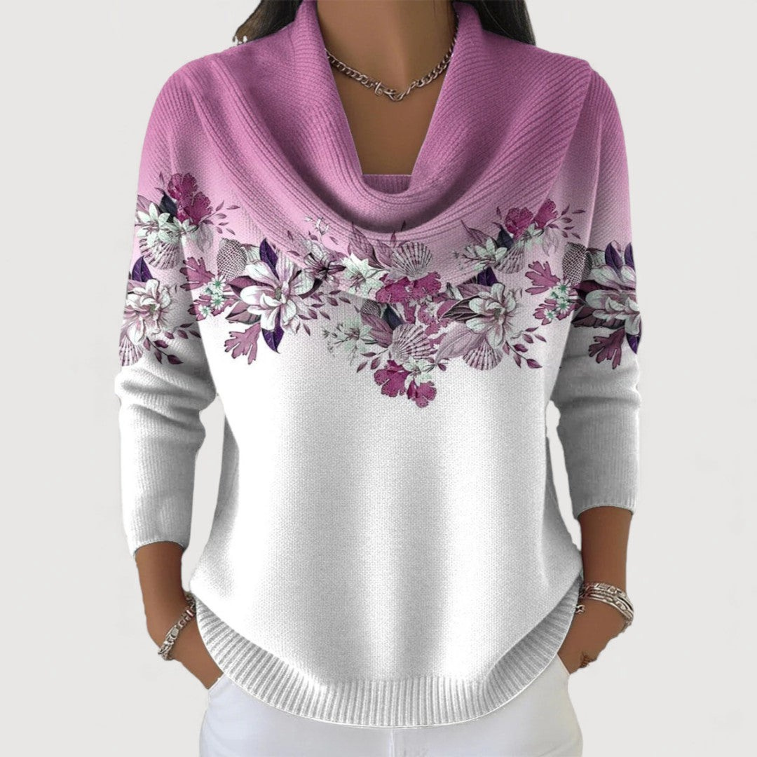 GRACE | FLORAL SWEATER WITH SOFT NECKLINE