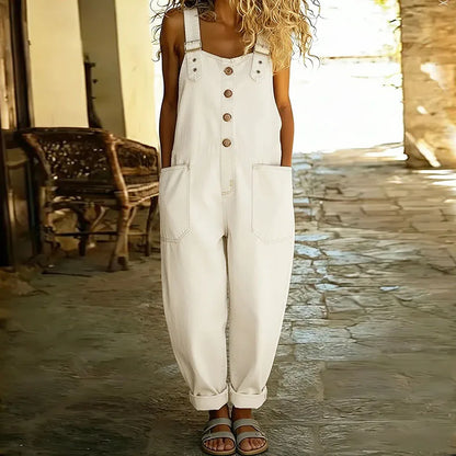 FLORA | VINTAGE SOFT COTTON DENIM-LOOK OVERALL WITH ADJUSTABLE STRAPS