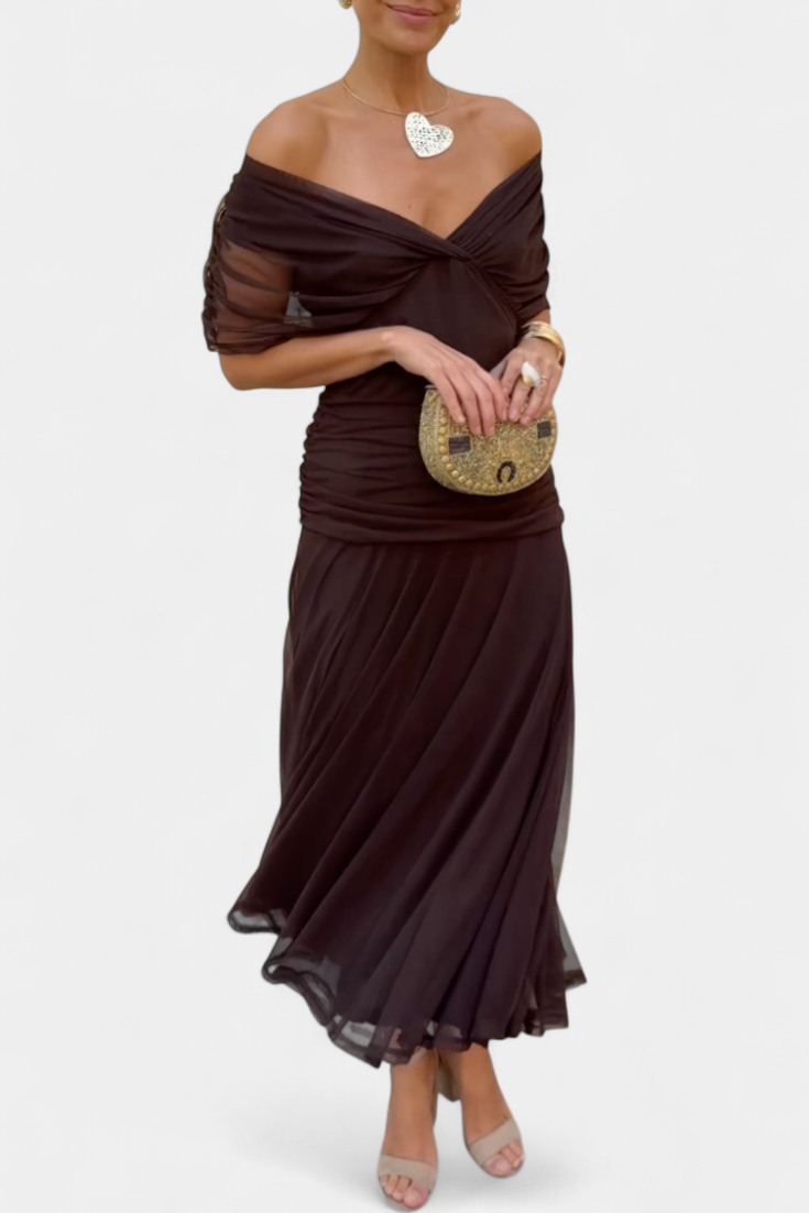 CLAIRE | ELEGANT LONG FLORAL V-NECK FLOW DRESS